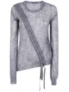 Ann Demeulemeester Women "zinaida" Boat Neck Sweater With Drawstrings In Blue