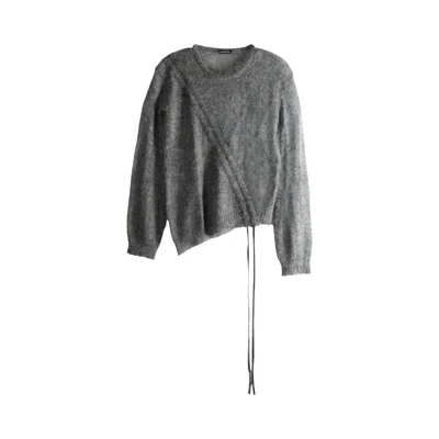 Pre-owned Ann Demeulemeester Zinaida Boat Neck Sweater With Drawstrings 'grey Melange' | Women's Size S In Gray