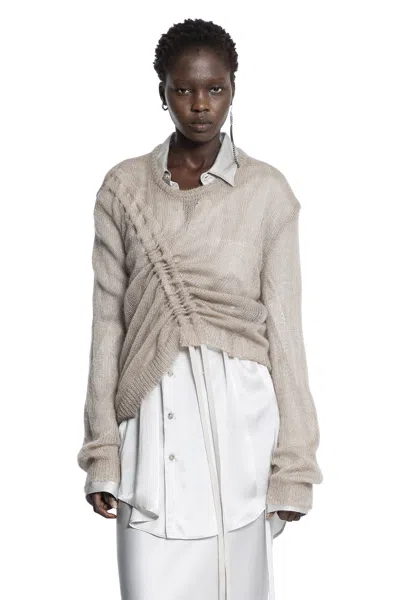 Ann Demeulemeester Zinaida Drawstring Sweater In Sand