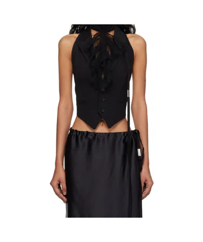 Ann Demeulemeester Zipora Peak Lapel Backless Vest In Black
