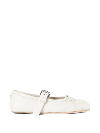 Ann Demeulemeester Zoey Buckle Ballerinas In White