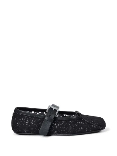 Ann Demeulemeester Zoey Lace-effect Leather Ballet Flats In Black