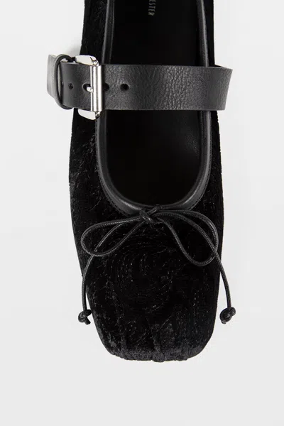 Ann Demeulemeester Zoey Velvet Ballerinas In Black