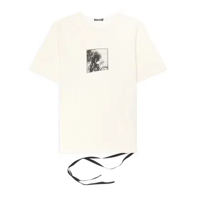 Ann Demeulemeester "bikers Kiss" T-shirt Ivory In White