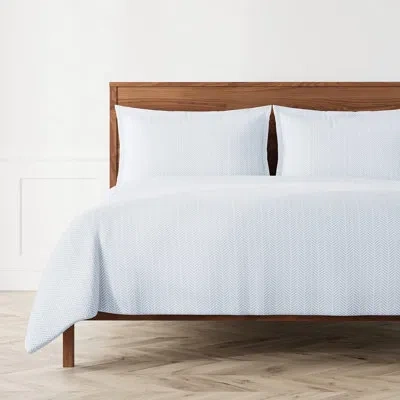 Ann Gish Aran Blue Standard Cotton Duvet Cover Set In White
