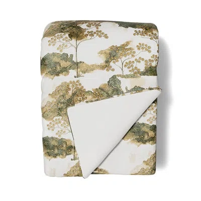 Ann Gish Avalon Embroidered Padded Throw In Brown;white;green;beige;gold;tan