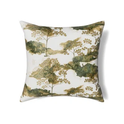 Ann Gish Avalon Embroidered Pillow In Brown;white;green;gold;cream