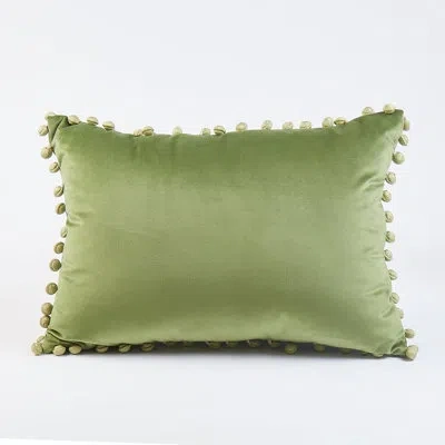Ann Gish Ball Trim Rectangular Pillow Cover & Insert In Sage
