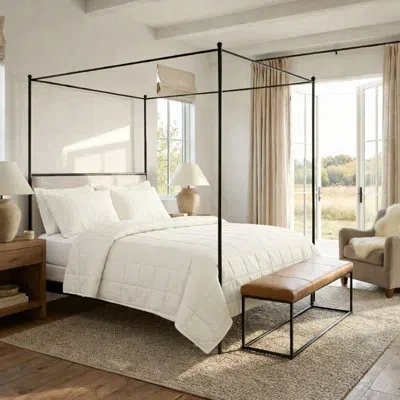 Ann Gish Cotton Canvas Coverlet Set In Bone