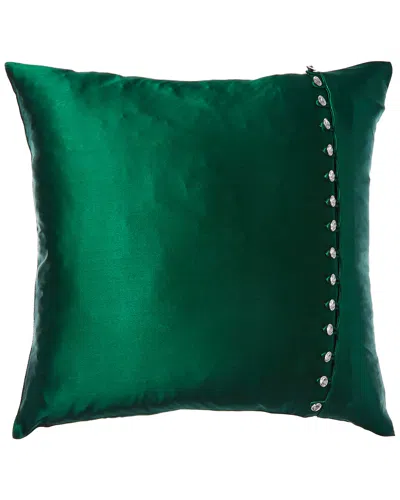 Ann Gish Crystal Button Pillow In Green