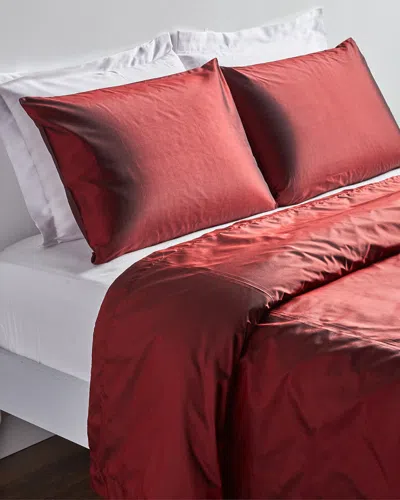 Ann Gish Discontinued   Silk Taffeta Duvet Set In Red