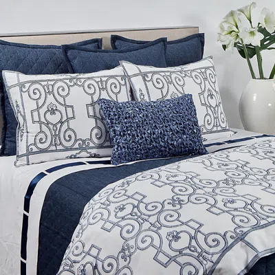 Ann Gish Faux Linen Coverlet Set, King In Blue