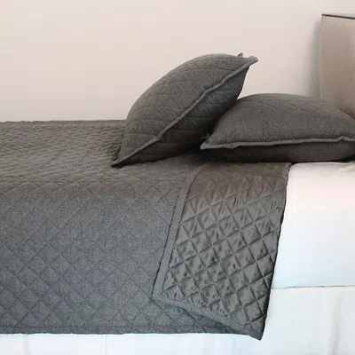Ann Gish Flannel Coverlet Set, Queen In Gray