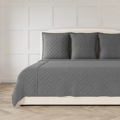 Ann Gish Flannel Quilted Coverlet Set In Grey
