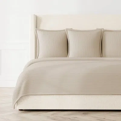 Ann Gish Linea Quilted Coverlet Set In Taupe