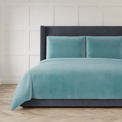 Ann Gish Modern Velvet Coverlet In Amalfi Blue