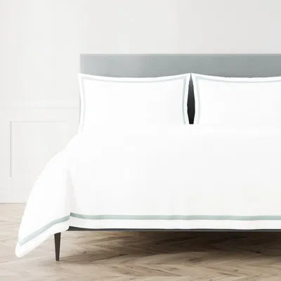 Ann Gish Ready-to-bed 2.0 Cotton & Trim Duvet In White,aqua