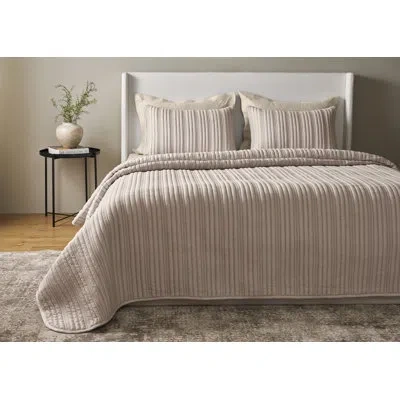 Ann Gish Rib Coverlet Set In Pumice