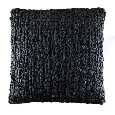 Ann Gish Ribbon Knit Pillow Cover & Insert In Black