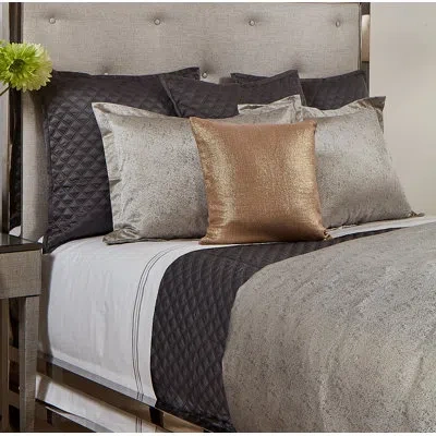 Ann Gish Soho Silver Microfiber Modern & Contemporary Coverlet / Bedspread Set In Pewter;charcoal