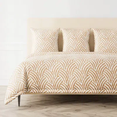 Ann Gish Trevi Gold/silve Linen Duvet Cover In Gold,silver
