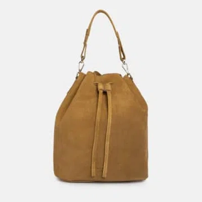 Ann Kurz Bronzo Suede Leather Bag In Brown