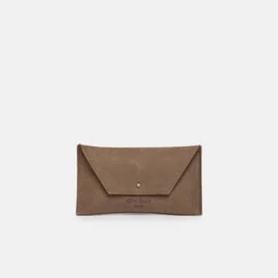 Ann Kurz Taupe Nubuck Leather Wallet In Brown