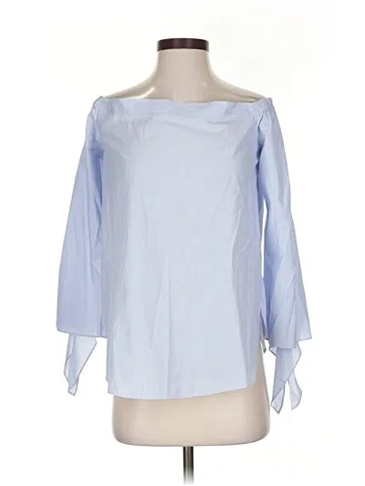 Pre-owned Ann Mashburn 3/4 Sleeve Blouse In Blue