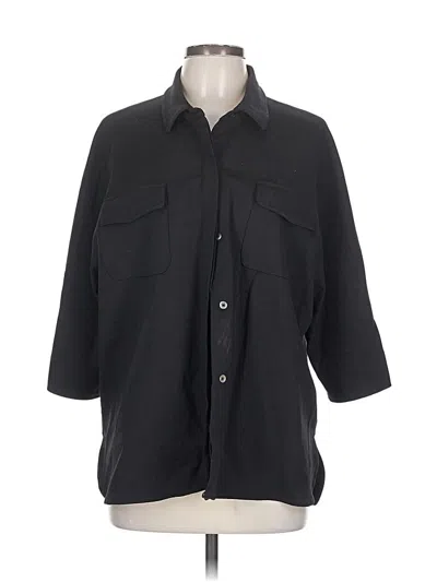 Pre-owned Ann Mashburn 3/4 Sleeve Button Down Shirt In Black