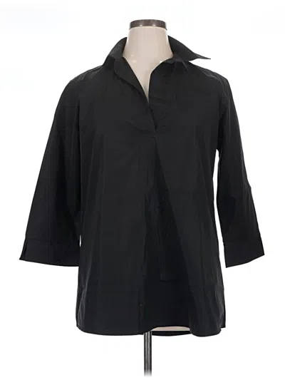 Pre-owned Ann Mashburn 3/4 Sleeve Button Down Shirt In Black