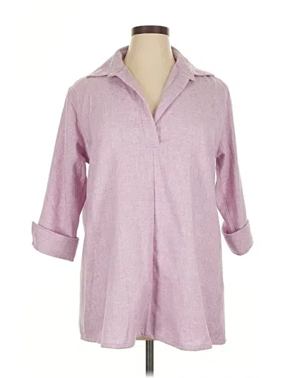 Pre-owned Ann Mashburn 3/4 Sleeve Button Down Shirt In Purple