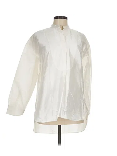 Pre-owned Ann Mashburn 3/4 Sleeve Silk Top Ivory Mock Neckline Tops