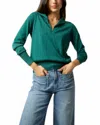 Ann Mashburn Alida Johnny-collar Sweater In Highland Green In Multi