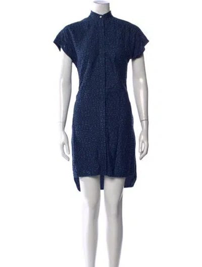 Pre-owned Ann Mashburn Animal Print Mini Dress In Blue