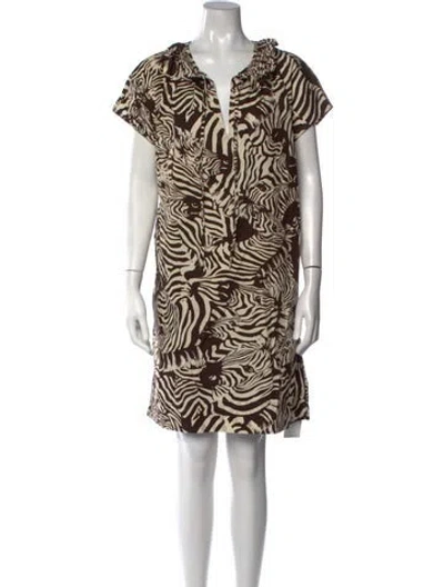 Pre-owned Ann Mashburn Animal Print Mini Dress W/ Tags In Brown