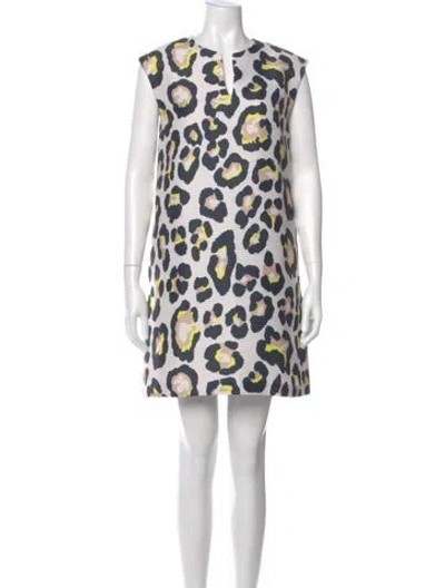 Pre-owned Ann Mashburn Animal Print Mini Dress In Yellow