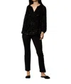 Ann Mashburn Ariana Blouse In Black Leopard Fil Coupé Georgette In Multi