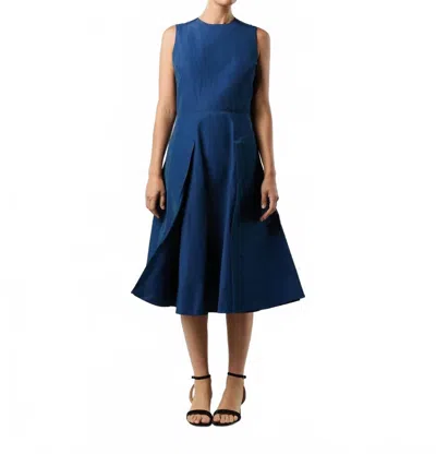 Ann Mashburn Arielle Dress In Petrol Nylon Faille In Blue