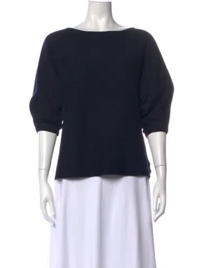 Pre-owned Ann Mashburn Bateau Neckline Sweater In Blue