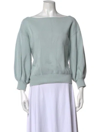 Pre-owned Ann Mashburn Bateau Neckline Sweater In Blue