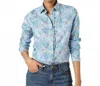 Ann Mashburn Button Down Shirt In Blue Fields Of Eden Liberty Fabric In Blue