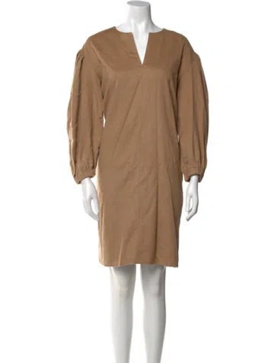 Pre-owned Ann Mashburn Camel Hair Midi Length Dress In Neutral
