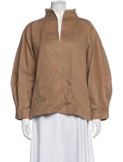 Pre-owned Ann Mashburn Camel Hair V-neck Sweater In Brown
