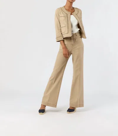 Ann Mashburn Camille Patch-pocket Jean In Khaki Stretch Canvas In Brown