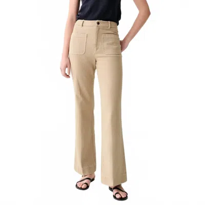 Ann Mashburn Camille Patch-pocket Jeans In Khaki Stretch Canvas In Neutral