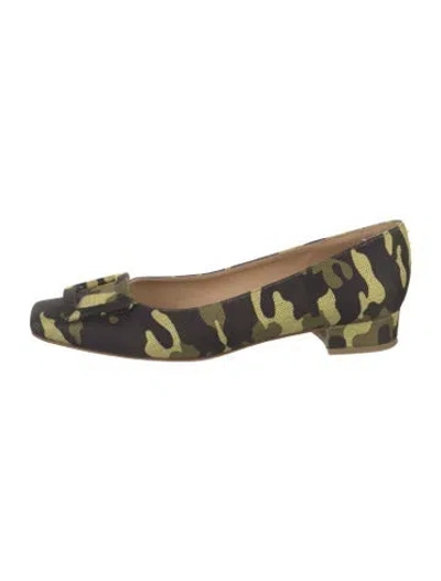 Pre-owned Ann Mashburn Camouflage Print Flats In Grey