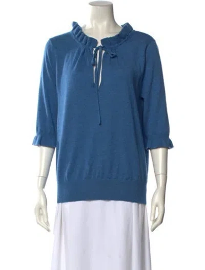 Pre-owned Ann Mashburn Cashmere Crew Neck Sweater In Blue