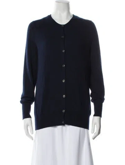 Pre-owned Ann Mashburn Cashmere Crew Neck Sweater In Blue