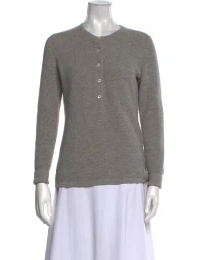 Pre-owned Ann Mashburn Cashmere Crew Neck Sweater In Gray