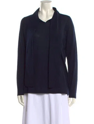 Pre-owned Ann Mashburn Cashmere Crew Neck Sweater W/ Tags In Blue